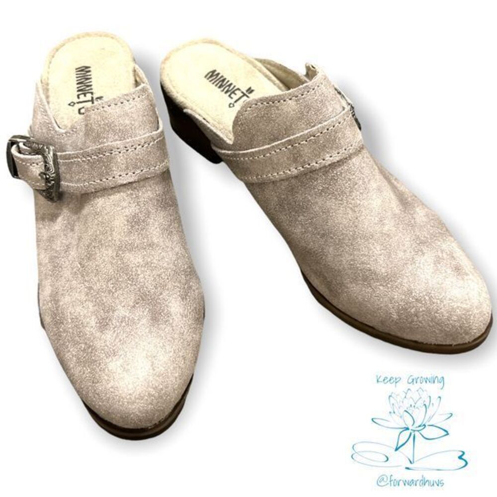 Minnetonka Billie Leather Buckle Mule Clog Western Shoes Women’s Size 6.5